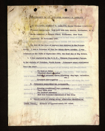 “Statement of Lt. Colonel Robert Abbott”