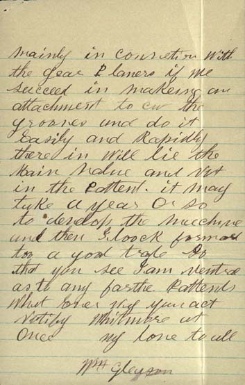 Letter, William Gleason to Kate Gleason Page 2